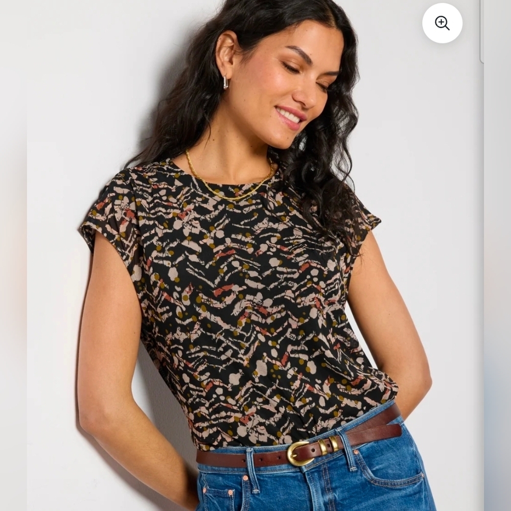 ❤️ NWT! EVEREVE OAKLEY MESH TOP, NEUTRAL ABSTRACT PRINT, LARGE